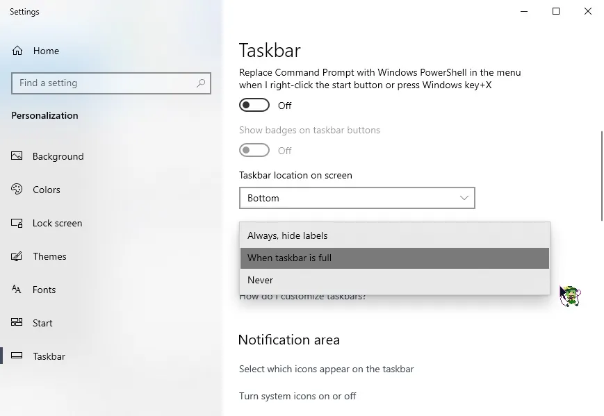 7+Taskbar label setting before