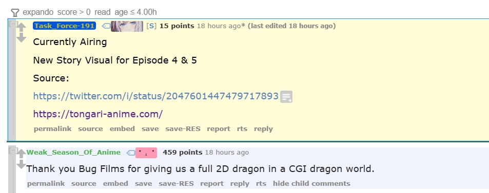 Example of Reddit CSS Pin OP Comment