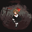 Rumia sitting inside her dark bubble full of cracks animation