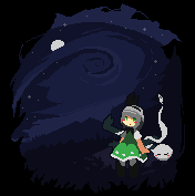 Youmu under the night sky watching star fall animation